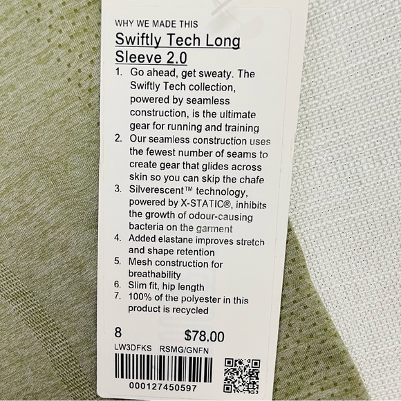 NWT Lululemon Swiftly Long Sleeve 2.0 Rosemary Green Fern - Picture 4 of 5